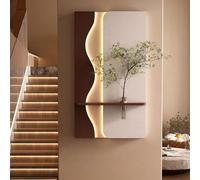 3D Sandstone Wall Art Decor with LED Light, Vintage Frameless Design for Modern Home Decor, Perfect for Entryways, Pairs Well with Vases and Faux Greenery