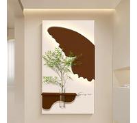3D Sandstone Wall Art Sculpture with LED Light, Plug-In Power Creative Handcrafted Decorative Painting, Water Storage Vase, Frameless Art Decor for Home