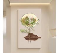 3D Sandstone Wall Art Sculpture with LED Light, Plug-In Power Creative Handcrafted Decorative Painting, Water Storage Vase, Frameless Art Decor for Home