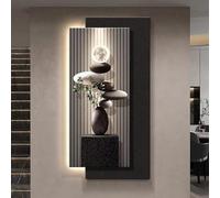 3D Sandstone Wall Art with LED Light - Vertical Hanging Decoration for Entrance Hallway - Unique Home Decor Piece