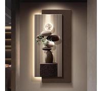 3D Sandstone Wall Art with LED Light - Vertical Hanging Decoration for Entrance Hallway - Unique Home Decor Piece