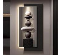 3D Sandstone Wall Art with LED Light - Vertical Hanging Decoration for Entrance Hallway - Unique Home Decor Piece