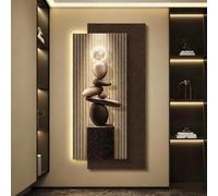 3D Sandstone Wall Art with LED Lights, Creative Home Decoration for Living Room, Office, Study, Plug-in Design, Landscape Decor (60x120cm/23.6x47.2in)