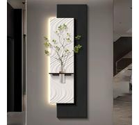 3D Sandstone Wall Sculpture with Greenery and LED Illumination for Modern and Nature-Inspired Spaces