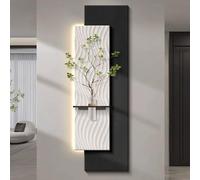 3D Sandstone Wall Sculpture with Greenery and LED Illumination for Modern and Nature-Inspired Spaces