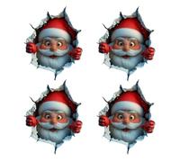 3D Santa's Surprise Wall Decals, Peel and Stick Christmas Wall-Breaking Cute Wall Stickers for Bedroom Wall & Living Room & Fridge, Novelty Santa Claus Indoor Decoration for Xmas