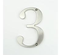 3D Satin Nickel 4 Inch House Plaque Numbers Silver Zinc Alloy Door Plate Address Number Digits Screw Mounted Big Home Outdoor Mailbox Sign Exterior Signage, for Yard Street Weatherproof Anti-Rust (3)