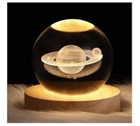 3D Saturn Planet Crystal Ball Night Light, LED Magnetic Levitating Base, Glass Globe Desk Lamp, Space Theme Home Decor