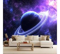3D Saturn Wall Mural Wallpaper Non-Woven for Living Room, Bedroom, Children's Room Space Planet Large Photo Wallpaper for Tv Background Galaxy 400x280cm