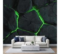 3D Sci Fi 3D Effect Photo Mural 350W x 256H cm, Premium Modern Neon Geometric Marble Non-Woven Mural Wallpaper for Lounge Playroom Bedroom Nursery - Panoramic Dark Grey Wall Art Decoration