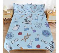 3D Science Experiment King Size Duvet Cover Sets Fun Science Style Double Bedding Set Warm Comfort Microfiber Quilt Cover Size 220x230 cm with 2 Pillowcases 50×75 cm E-5520