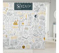 3D Science Themes Shower Curtain Mould Proof Resistant Extra Long Shower Curtains 120 x 200cm Wet Room Waterproof Washable Fabric Science Experiment Bathroom Curtains with 8 Hooks M-229