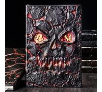 3D Sculpted Leather Notebook Embossed Lava Skull Leather Journal Medieval Castle Vintage Journal for Writing & Sketching