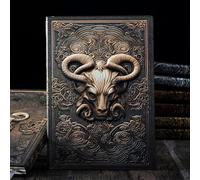 3D Sculpted Leather Notebook Embossed Ram Head Leather JournalMedieval Castle Vintage Journal for Writing & Sketching