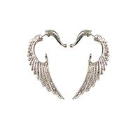 3D Sculpted Vintage Silver Wings Unique Statement Earrings Christmas Birthday Stud Earring Jewellery Gift for Men Women Daughter Son Sister Stainless Steel Post