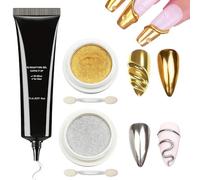 3D Sculpture Gel Clear and Gold Silver Chrome Nail Powder, Mirror Effect Chrome Powders, Painting Carved Gel Nail Polish Molding Art Design