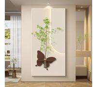 3D Sculptured Sandstone Art Wall Hanging with Warm LED Lighting, Elegant Home Decor for Bedroom, Entryway, and Office Spaces