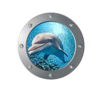 3d Sea Life Wall Sticker Dolphin Submarine Window Tile Sticker Underwater World Tile Sticker Maritime Wall Tattoo Porthole Decoration