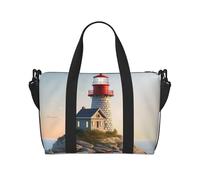 3D Seaside Lighthouse Water-Resistant Crossbody Travel Bag, Large Carry-On with Adjustable Strap, Multi-Compartment Weekender for Gym, Travel, Outdoor