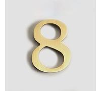 3D Self Adhesive Brass House Plaque Numbers Stickers 0-9 Letters ABC Metal Electroplated Digital Doorplate for Apartment Room Home Door Number Sign Mailbox Address Street Hotel Indoor, Anti-Rust (8)