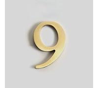 3D Self Adhesive Brass House Plaque Numbers Stickers 0-9 Letters ABC Metal Electroplated Digital Doorplate for Apartment Room Home Door Number Sign Mailbox Address Street Hotel Indoor, Anti-Rust (9)