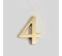 3D Self Adhesive Brass House Plaque Numbers Stickers 0-9 Letters ABC Metal Electroplated Digital Doorplate for Apartment Room Home Door Number Sign Mailbox Address Street Hotel Indoor, Anti-Rust (4)