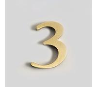 3D Self Adhesive Brass House Plaque Numbers Stickers 0-9 Letters ABC Metal Electroplated Digital Doorplate for Apartment Room Home Door Number Sign Mailbox Address Street Hotel Indoor, Anti-Rust (3)