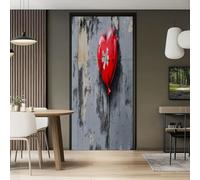 3D Self-Adhesive Door Stickers, Removable Color Home Decoration Creative Abstract Bandage Love Balloon Theme Door Sticker for Living Bedroom Office, 90 x 200 cm Peel and Stick Door Murals