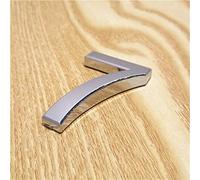 3D Self Adhesive House Plaque Numbers 0-9 Letters A-H 5cm Silver Plastic Sticker Electroplated Home Door Outdoor Plate Modern Address Hotel Digits Sign for Bins Mailbox Yard Street Anti-Rust (7)