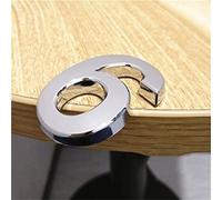 3D Self Adhesive House Plaque Numbers 0-9 Letters A-H 5cm Silver Plastic Sticker Electroplated Home Door Outdoor Plate Modern Address Hotel Digits Sign for Bins Mailbox Yard Street Anti-Rust (6)