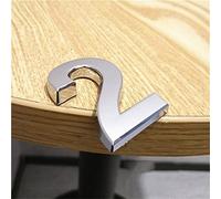 3D Self Adhesive House Plaque Numbers 0-9 Letters A-H 5cm Silver Plastic Sticker Electroplated Home Door Outdoor Plate Modern Address Hotel Digits Sign for Bins Mailbox Yard Street Anti-Rust (2)