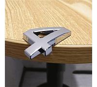 3D Self Adhesive House Plaque Numbers 0-9 Letters A-H 5cm Silver Plastic Sticker Electroplated Home Door Outdoor Plate Modern Address Hotel Digits Sign for Bins Mailbox Yard Street Anti-Rust (4)