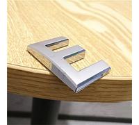 3D Self Adhesive House Plaque Numbers 0-9 Letters A-H 5cm Silver Plastic Sticker Electroplated Home Door Outdoor Plate Modern Address Hotel Digits Sign for Bins Mailbox Yard Street Anti-Rust (E)
