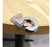 3D Self Adhesive House Plaque Numbers 0-9 Letters A-H 5cm Silver Plastic Sticker Electroplated Home Door Outdoor Plate Modern Address Hotel Digits Sign for Bins Mailbox Yard Street Anti-Rust (5)