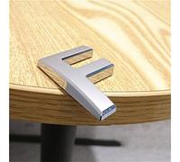 3D Self Adhesive House Plaque Numbers 0-9 Letters A-H 5cm Silver Plastic Sticker Electroplated Home Door Outdoor Plate Modern Address Hotel Digits Sign for Bins Mailbox Yard Street Anti-Rust (F)