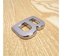 3D Self Adhesive House Plaque Numbers 0-9 Letters A-H 5cm Silver Plastic Sticker Electroplated Home Door Outdoor Plate Modern Address Hotel Digits Sign for Bins Mailbox Yard Street Anti-Rust (B)