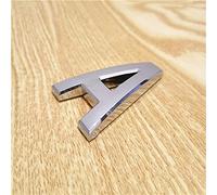 3D Self Adhesive House Plaque Numbers 0-9 Letters A-H 5cm Silver Plastic Sticker Electroplated Home Door Outdoor Plate Modern Address Hotel Digits Sign for Bins Mailbox Yard Street Anti-Rust (A)