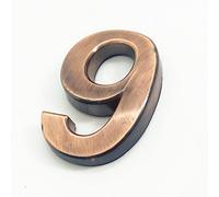 3D Self Adhesive House Plaque Numbers 50mm 0-9 Letter A-Z Dash Sign Modern Red Bronze Color Door Number Address Digits 3M Sticker Plate Sign ABS Electroplating, for Hotel Apartment Mailbox (9)