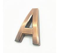 3D Self Adhesive House Plaque Numbers 50mm 0-9 Letter A-Z Dash Sign Modern Red Bronze Color Door Number Address Digits 3M Sticker Plate Sign ABS Electroplating, for Hotel Apartment Mailbox (A)