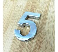 3D Self Adhesive House Plaque Numbers 5cm 0-9 Letters A-Z Dash Sign Door Plate Modern Silver Number Hotel Address Digits 3M Sticker ABS Electroplating, for Apartment Mailbox Indoor (5)