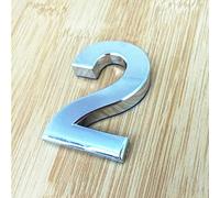 3D Self Adhesive House Plaque Numbers 5cm 0-9 Letters A-Z Dash Sign Door Plate Modern Silver Number Hotel Address Digits 3M Sticker ABS Electroplating, for Apartment Mailbox Indoor (2)