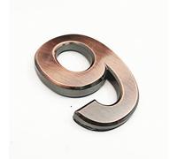 3D Self Adhesive House Plaque Numbers 70mm 0-9 Letters A-Z ABS Plastic Red Copper Sticker Modern Door Address Number Hotel Electroplated Digit Plate Sign for Home Room Yard Street Mailbox Bins (9)