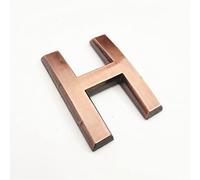 3D Self Adhesive House Plaque Numbers 70mm 0-9 Letters A-Z ABS Plastic Red Copper Sticker Modern Door Address Number Hotel Electroplated Digit Plate Sign for Home Room Yard Street Mailbox Bins (H)