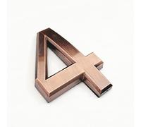 3D Self Adhesive House Plaque Numbers 70mm 0-9 Letters A-Z ABS Plastic Red Copper Sticker Modern Door Address Number Hotel Electroplated Digit Plate Sign for Home Room Yard Street Mailbox Bins (4)