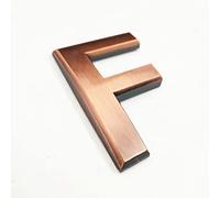 3D Self Adhesive House Plaque Numbers 70mm 0-9 Letters A-Z ABS Plastic Red Copper Sticker Modern Door Address Number Hotel Electroplated Digit Plate Sign for Home Room Yard Street Mailbox Bins (F)