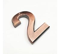 3D Self Adhesive House Plaque Numbers 70mm 0-9 Letters A-Z ABS Plastic Red Copper Sticker Modern Door Address Number Hotel Electroplated Digit Plate Sign for Home Room Yard Street Mailbox Bins (2)