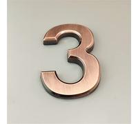 3D Self Adhesive House Plaque Numbers 7cm Red Copper Number Sticker ABS Plastic Electroplated Modern Hotel Door Address Digits Plate Sign 0-9, for Home Outdoor Yard Street Mailbox Anti-Rust (3)