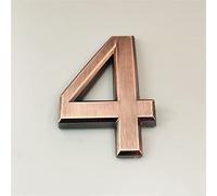 3D Self Adhesive House Plaque Numbers 7cm Red Copper Number Sticker ABS Plastic Electroplated Modern Hotel Door Address Digits Plate Sign 0-9, for Home Outdoor Yard Street Mailbox Anti-Rust (4)