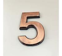 3D Self Adhesive House Plaque Numbers 7cm Red Copper Number Sticker ABS Plastic Electroplated Modern Hotel Door Address Digits Plate Sign 0-9, for Home Outdoor Yard Street Mailbox Anti-Rust (5)