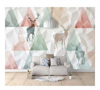 3D Self-Adhesive Wallpaper Murals Abstract Geometric Animal Deer 100x70cm Photo Pattern Stickers Home Room Wall Poster Decoration for Living Office Bedroom Dining Art